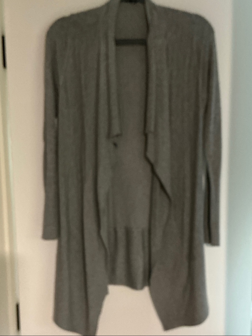 Open-Front Draped Women's Cardigan Sweater - Gray